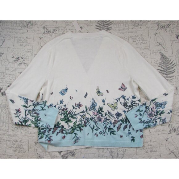 NEW Talbots Womens Butterfly Garden Print Cotton Rayon Button Front Cardigan XL - Picture 10 of 11